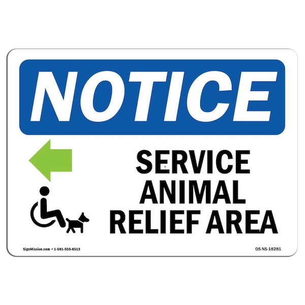 Sign, 3.5" H, Service Animal Relief Area (Left Sign, Landscape, NS-D-35-L-18281-10PK